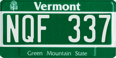 VT license plate NQF337