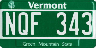 VT license plate NQF343