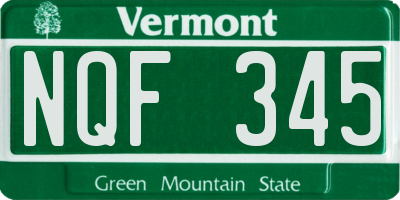 VT license plate NQF345