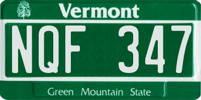 VT license plate NQF347
