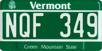VT license plate NQF349