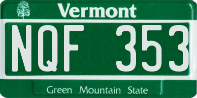 VT license plate NQF353