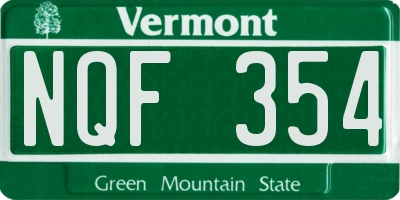 VT license plate NQF354