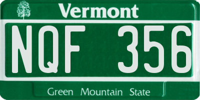 VT license plate NQF356