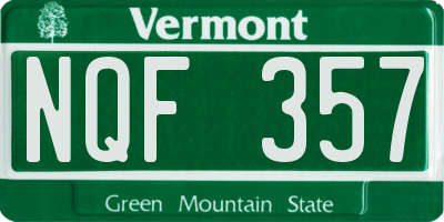 VT license plate NQF357