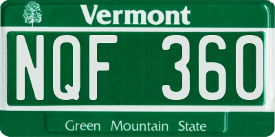 VT license plate NQF360