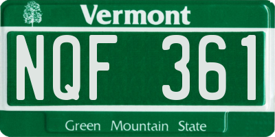 VT license plate NQF361