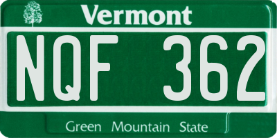VT license plate NQF362