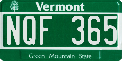 VT license plate NQF365