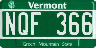 VT license plate NQF366