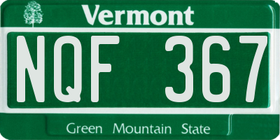 VT license plate NQF367