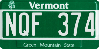 VT license plate NQF374
