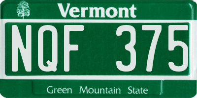 VT license plate NQF375