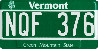 VT license plate NQF376