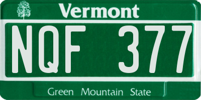 VT license plate NQF377