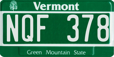 VT license plate NQF378