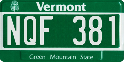 VT license plate NQF381
