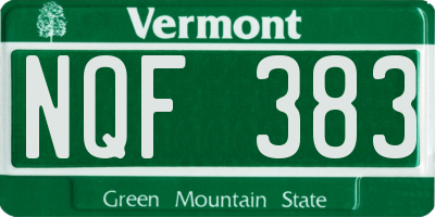 VT license plate NQF383