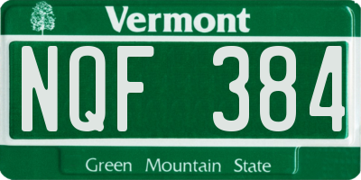 VT license plate NQF384