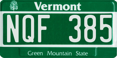VT license plate NQF385