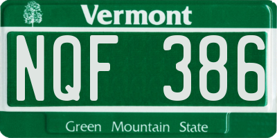 VT license plate NQF386