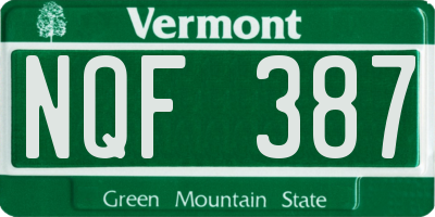 VT license plate NQF387