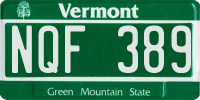 VT license plate NQF389