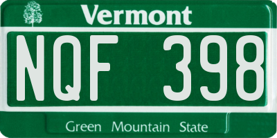 VT license plate NQF398