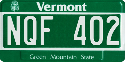 VT license plate NQF402