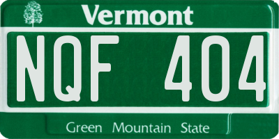 VT license plate NQF404