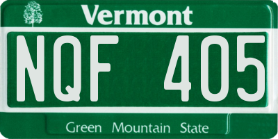 VT license plate NQF405