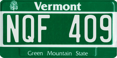 VT license plate NQF409