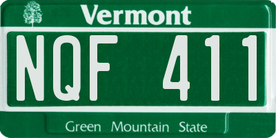 VT license plate NQF411