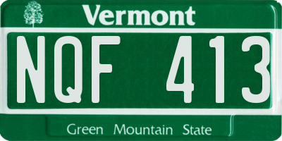 VT license plate NQF413