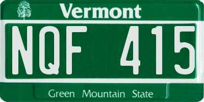 VT license plate NQF415