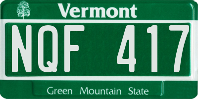 VT license plate NQF417