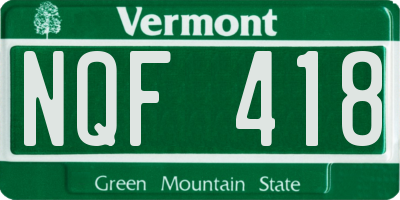 VT license plate NQF418