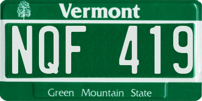 VT license plate NQF419