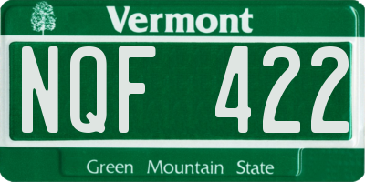 VT license plate NQF422