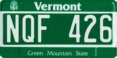 VT license plate NQF426