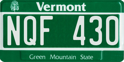 VT license plate NQF430