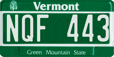 VT license plate NQF443