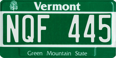 VT license plate NQF445