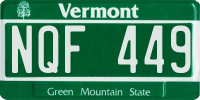 VT license plate NQF449