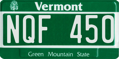 VT license plate NQF450