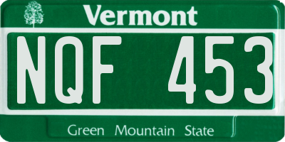 VT license plate NQF453