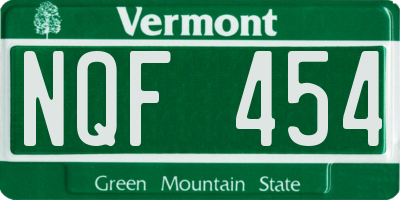VT license plate NQF454