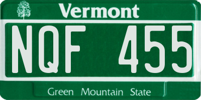 VT license plate NQF455