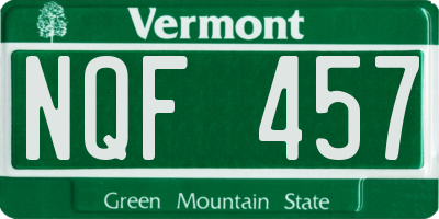 VT license plate NQF457