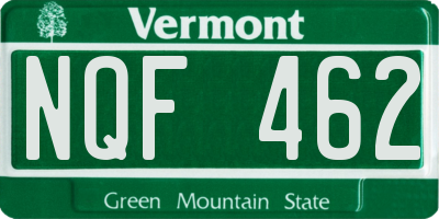 VT license plate NQF462